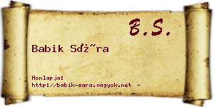Babik Sára névjegykártya